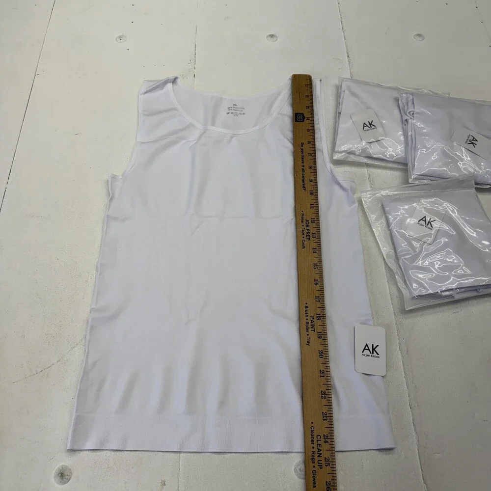 Arjen Kroos Tank Undershirt Mens XL White Shapewear 4 Pack Microfiber Stretch